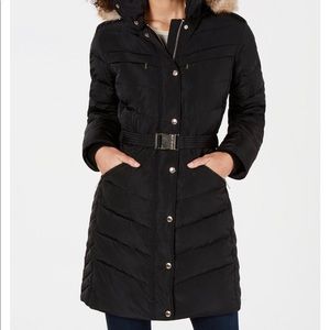 michael kors faux fur trim down puffer coat
